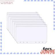 JONY 6Pcs Zipper Binder Pouches, Waterproof A6 6-Hole Binder Pockets, Receipt Bag PVC Transparent Zi