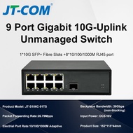 JT-COM เครื่องอีเทอร์เน็ตสวิตช์แบบไม่ต้องจัดการอัปลิงค์9/10พอร์ต10G 1/2 SFP + 8-Port RJ45ปลั๊กแบบมีส