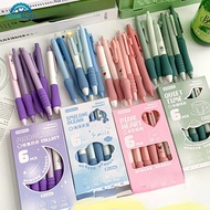 OPENMALL 6Pcs Black Ink Retractable Gel Pen Gradient Colorful Gel Pen Quick-Drying Signature Pen Stu