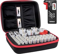 Tenergy Battery Organizer Storage Case with Battery Tester, Holds 60 Batteries AA AAA C D 9V (Batter