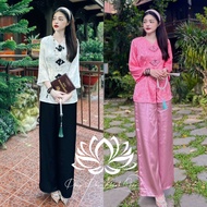 [REAL Photo - M03] BA BA BA Brocade SET, Brocade Shirt SET for Going to Pagoda, LUXURY Dharma Dress 