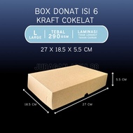 (DONAT CONTENTS 6) Donut Box contains 6 Laminated Brown Kraft (290gsm Thickness) size 27x18.5x5.5 cm