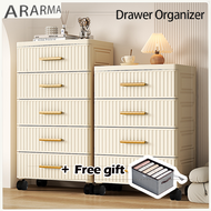 Cream style Drawer Storage Cabinet With Wheel 3/4/5/6/7Layer Moveable Night Stand Plastic Durabox Be