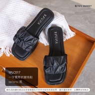 Fufa Shoes &lt; Brand &gt; 1PLC017 Flat Wide Band Scratch Wrinkle Slippers
