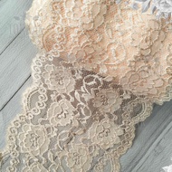 (Per Meter) RDS411 Peach Elastic Stretch Lace 14.5cm Wide Elastic Rubber Lace/