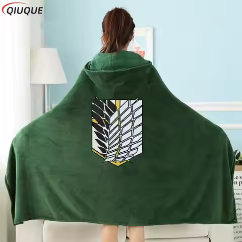 Green Blanket Cloak Survey Corps Flannel Anime AOT Cape Cosplay Costume