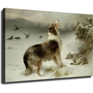 Collie Dog ，lamb Print By Walter Hunt Poster Canvas Print Painting Picture Wall Art Bedroom Living R