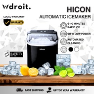 Hicon Bullet-Shape Automatic Ice machine for Home Bar Automatic Self-Cleaning Portable Ice Maker