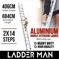 4m 14Feet Double Aluminium Telescopic Ladder Roped Operated Multi Purpose Foldable Aluminium Ladder 