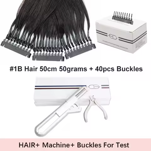 VADES 6D Hair Extension Machine Tool Kit – 6D-1 Micro Loop Hair Extensions (Non-Remy, Natural Straig