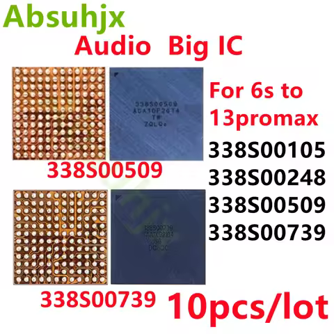 Absuhjx 10pcs Codec BGA 338S00105 338S00248 338S00509 338S00739 For iPhone 7 8 Plus X XS 11 12 Pro M