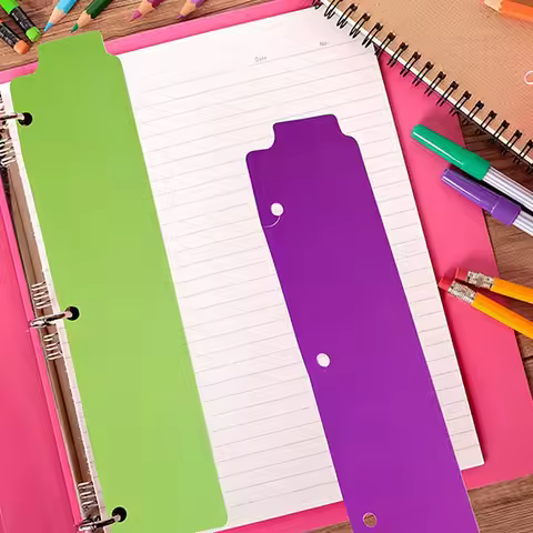 15Pcs -in Binder Dividers Repositionable Plastic Bookmarks for 3-Ring Binder Spiral Notebook Subject
