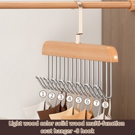 8 Hooks Solid Wooden Clothes Hanger Household Solid Wood 8 Hook Clothes Hanger Underwear Organizer