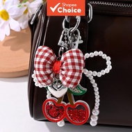 Cute Bow Cherry Strawberry Butterfly Charm Keychain For Bags Earbud Cases Phone Covers Car Decor DIY
