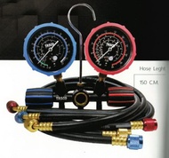 เกจ์คู่สำหรับชาร์จน้ำยาพร้อมสาย 60 นิ้ว 3 เส้น (R22R134aR404a) มีตาแมวดูน้ำยา (มียางกันกระแทก) "TASC
