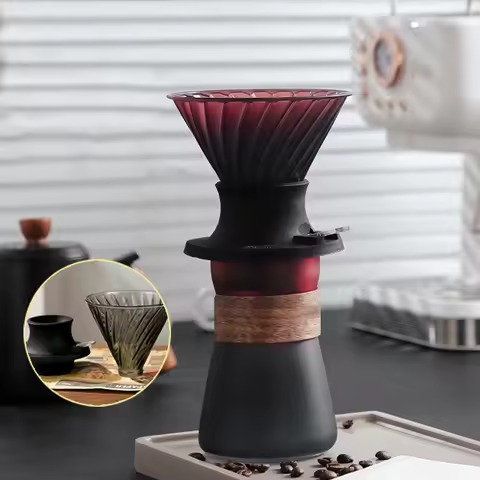Hand Brewed Coffee Maker Set with Coffee Filter Cup Immersion Dripper Switch Glass Coffee Filters V0