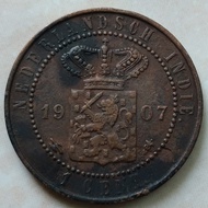 Koin Kuno 1 Cent Nederland Indie 1907 Langka - Kondisi Mantap