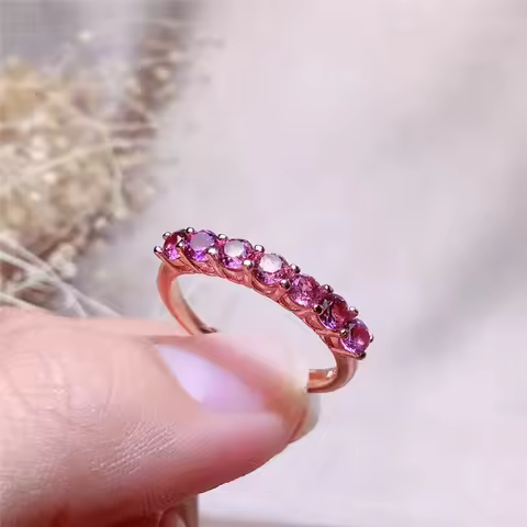 Jewelry 925 Silver Garnet Ring for Engagement 5mm Natural Garnet Silver Ring Sterling Silver Garnet 