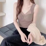 Top Vest Small Shirt Thermal Bottoming Female Sexy V-Neck Shaping Integrated Cup Anti-Side Breast Un