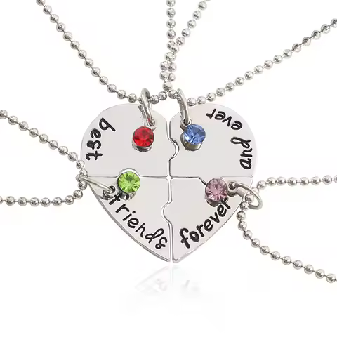 Best Friend 3/4 Piece Set Necklace BFF Necklace Female Love Friendship Pendant Choker Fashion Men An