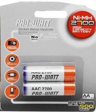 [百威電子] PRO-WATT 超大容量2700mAh 3號鎳氫充電電池 一卡2入 AA 1.2V