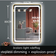 Smart Bathroom Mirror Bathroom Frame Mirror Touch LED with Light Adjustable Brightness Mirror Anti F