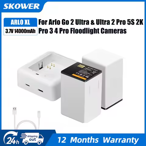 SKOWER 14000mAh XL Battery For Arlo Go 2 Ultra Ultra 2 Pro 5S 2K Pro 3 4 Pro 3 Floodlight Cameras Re