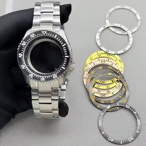 Customized 42mm Silver NH35 Case SKX007 Watch Case Flat Sapphire Glass Fit 7S26 4R35 NH35 NH36 Movem