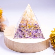 金字塔奧根塔Orgonite生命之樹/脈輪/助眠/冥想/能量黃水晶紫水晶