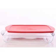 Borcam 1.95L Rectangular Glass Roaster with Plastic Lid / food storage container / bakeware