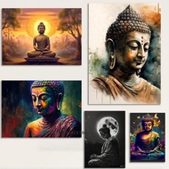 Kanvas Seni Poster Buddha Tenang - Potret Taman Zen Damai Cetak Dinding untuk Hiasan Ruang Tamu