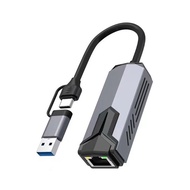 yunhaoSK-USB 3.0 TYPE-C to RJ45 Ethernet Adapter 5G Wired Network Card 5000Mbps High Speed for Noteb