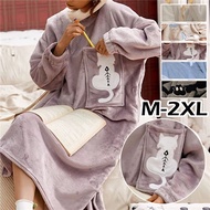 Oeak Women'S Plush Pajamas Autumn Winter Long Sleeve Nightgown Sleepwear Warm Home Clothes Casual Cute Cartoon Korean Nightdress