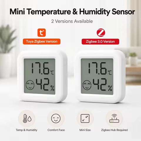 Zigbee Mini Temperature & Humidity Sensor / Smart Thermometer — Supports SmartLife, Yandex, and Alex
