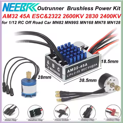 2322 2600KV 2830 2400KV Brushless Motor AM32 45A for 1/12 RC Crawler Car Off Road Car MN82 MN168 MN7