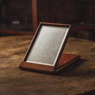 復 古 油 木 摺 合 式 座 檯 鏡