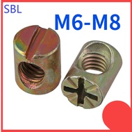 Hammer nut M6M8 furniture bookcase bed screws baby bed accessories horizontal hole nut hammer head h