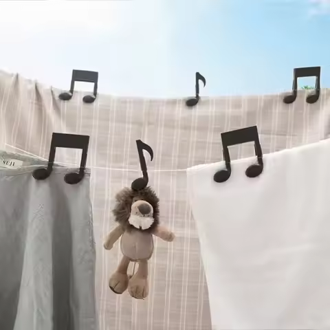 Creative Musical Note Clothes Pegs Drying Clip Clothes Drying Black Spring Clips Windproof Clip File