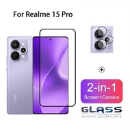 2 In 1 Realme 15 Pro Tempered Glass Full Cover Screen Protector For Realme 13 C67 C63 C65 C55 Pius 4