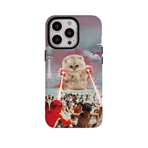 Ins Cat Invasion Cartoon Case for IPHONE 16 ProMax 15 14 13 12 11 PRO 16 Plus SE XR Acrylic TPU Two