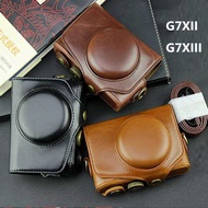 Retro PU Camera Case For Canon G7x II Mark III Leather Bag With Neck Strap G7xii G7x