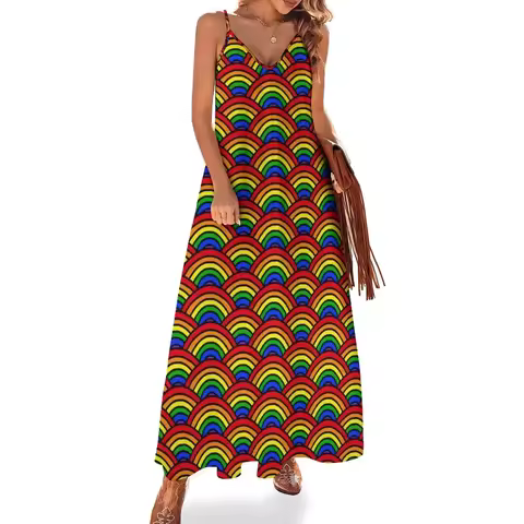 Rainbow Scallop Sleeveless Dress evening dresses luxury 2025 luxury woman party dress