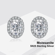 Real 0.5ct 1ct Oval Cut Moissanite Earrings Lab Diamond S925 Sterling Silver With White Gold Plated 