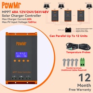 PowMr 60A MPPT Solar Charge Controller Parallel Connected Device for 12V 24V 36V 48V Battery System