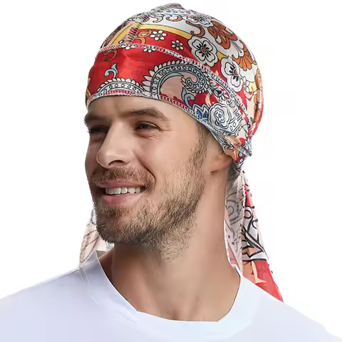 New Floral Printed Silky Durag Bandanas Headband Scarves for Women Hair Accessories Mens Doo Rag Dur