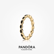 Pandora 14K Gold Black Enamel Ring