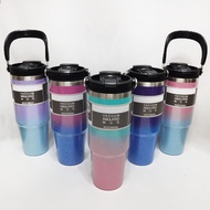 New Gradient Diamond 890ML Tumbler Stainless Steel Bottle Water Bottle With Straw Insulated Flask Bo