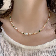 Color Beaded Necklace Light Luxury Accessories 36CM