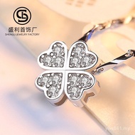 Pure Silver Clavicle Chain Clover Jewelry S999 Sterling Silver for Girlfriend Pendant Necklace Femal