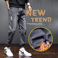 Jeans Men's Street Wear Autumn Winter Warmth Plus Velvet Thickened Loose Large Size Harem Pants Cuff